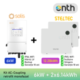 Kit invertor monofazat SOLIS S6-EH1P(6)K-L-PLUS (6kW) + Baterie / acumulator stocare LiFePO4 Low Voltage 51.2VDC STELTEC Flex-L4 (6.14kWh) (STE-BWO-6140) (IP65, incalzire, stingere, WiFi) - 2× STE-BWO-6140 (12.28 kWh)